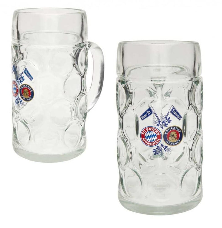 FC Bayern München Halbe Masskrug - Logo - 0,5 l Glas Bierkrug Seidel FCB