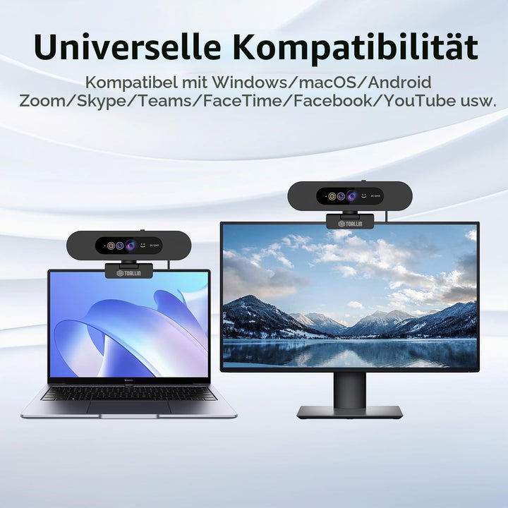 TOALLIN 2K QHD-Webcam für Windows Hello Face Login, IR-Gesichtserkennungskamera, USB-Webcam mit Mikr