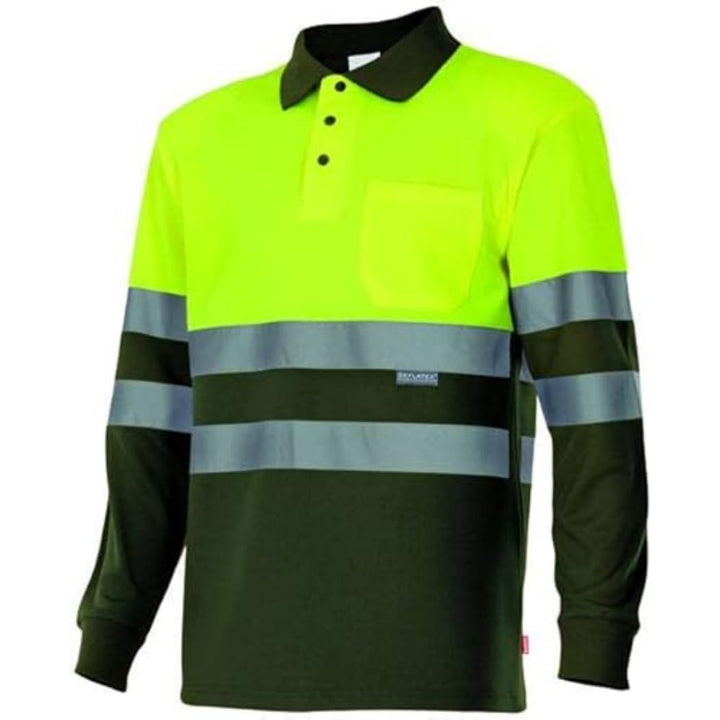 Velilla 175 - Signalshirt, langärmelig (Grösse L) Farbe jagdgrün und gelb fluoreszierend L Verde Caz