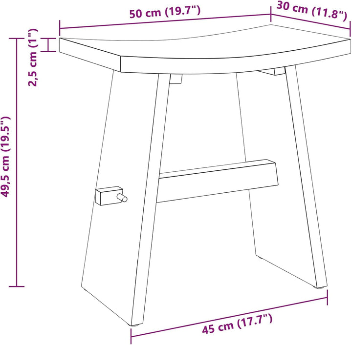 vidaXL Badezimmer Hocker Braun 50 x 29,5 x 50,5 cm Massivholz Teak, Badezimmer, Rechteckig, Minimali