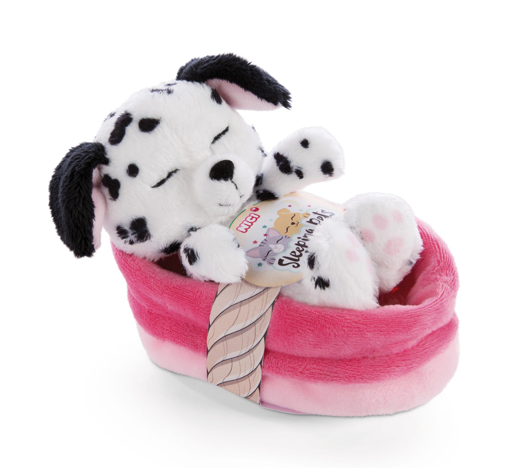 NICI 47891 Kuscheltier Körbchen 12 cm – Sleeping Pets Plüschtier Dalmatiner für Mädchen, Jungen & Ba