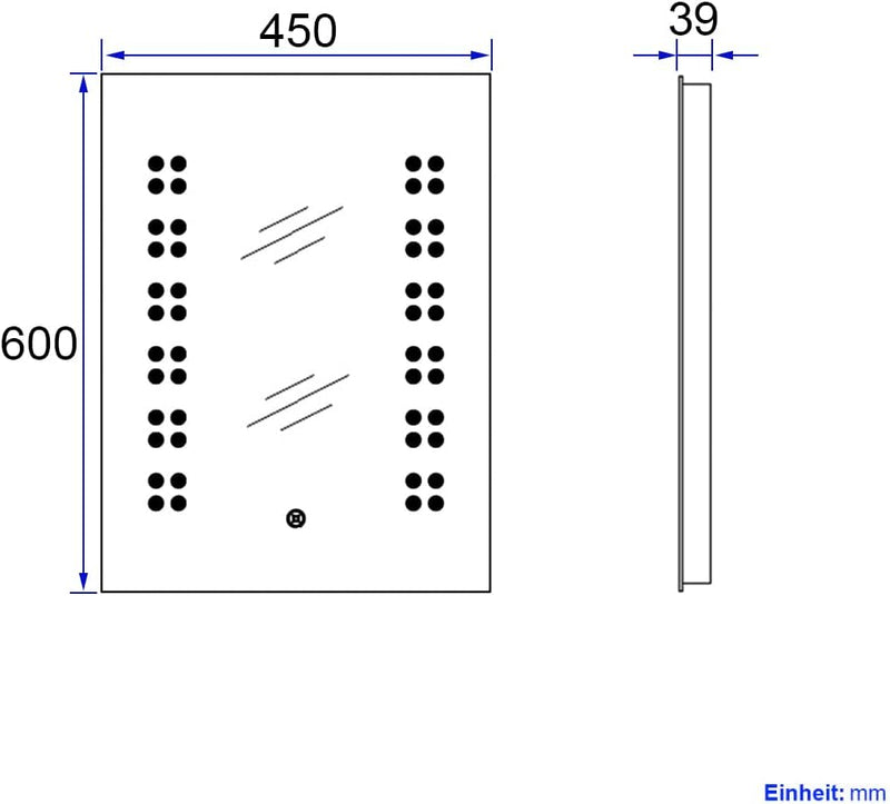 EMKE LED Badspiegel mit Beleuchtung 45x60cm Badezimmerspiegel mit Touchschalter, Einstellbare Hellig