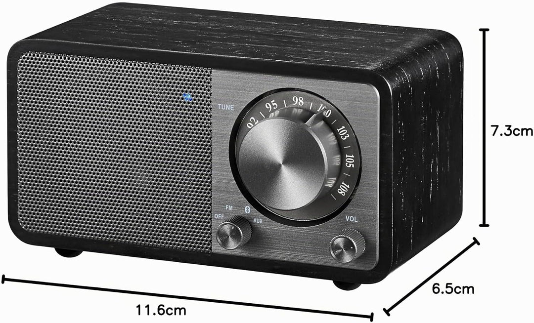 SANGEAN WR-7 Plus (2. Generation) – Kompaktes Retro Radio mit Bluetooth Lautsprecher, FM-Empfang, in