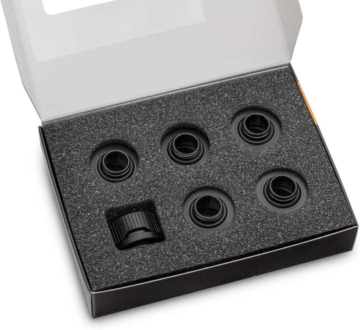 EK Water Blocks Compatible EK-Quantum Torque HTC 16-6er-Pack, schwarz 16mm 6 Pack Black, 16mm 6 Pack