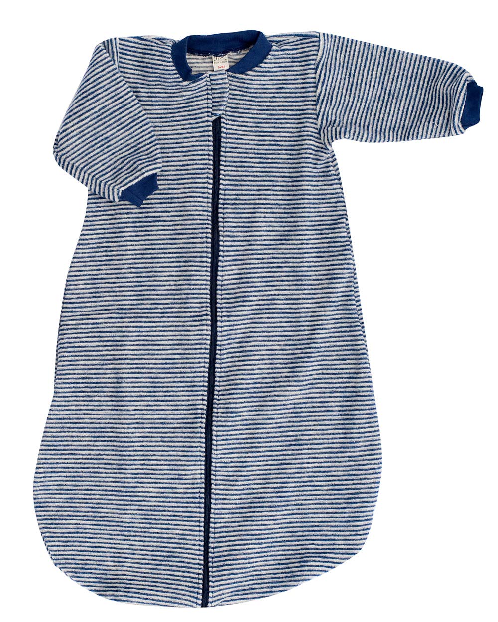 Lilano, Schlafstrampler Schlafsack Mit Arm, 100% Wollfrottee Flausch (kbT) Marine Geringelt 50-56, M