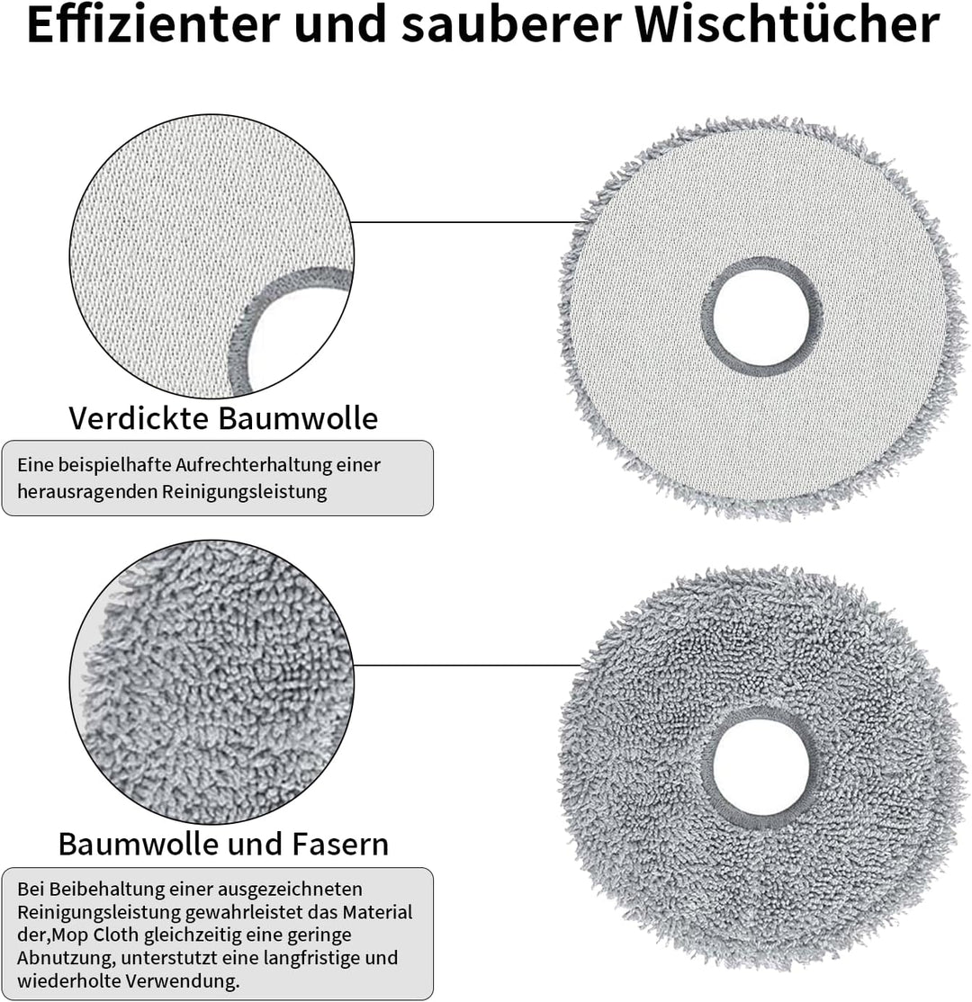20 Stück Zubehörset für Dreame L20 Ultra, 4*Mopp Wischpad 4* Staubbeutel 1*Hauptbürste 6*Seitenbürst
