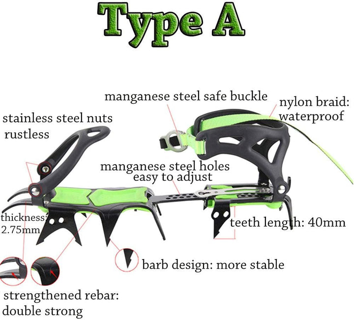 Tentock Steigeisen für Bergschuhe, Edelstahl Schuhspikes Crampons Anti-rutsch Eisklampe Steigeisen m