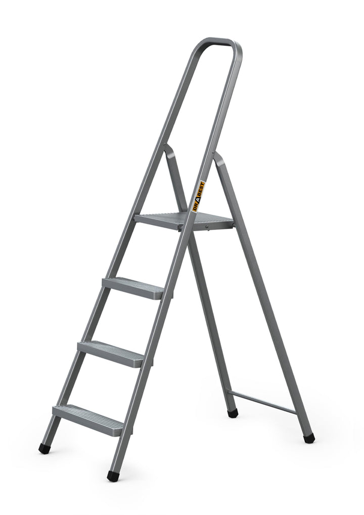 DRABEST - Stehleiter - mit 4 Stufen - bis 125 kg belastbar - 1,49 m lang - Arbeitshöhe 2,75 m - Trit