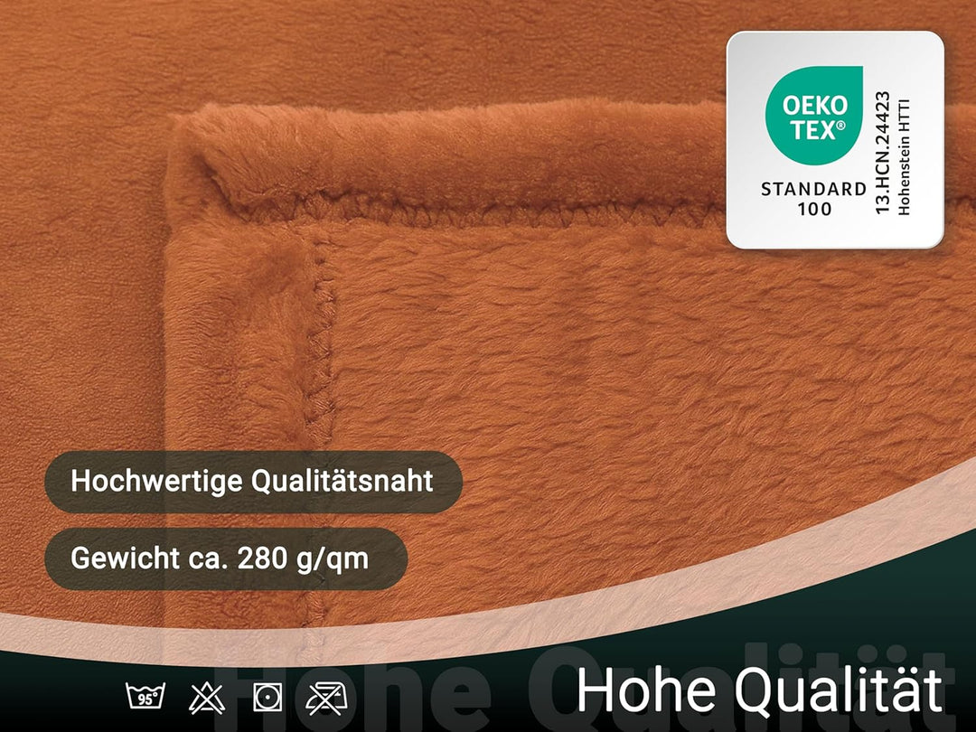 ZOLLNER Kuscheldecke 100% Polyester, 220x240 cm, Terracotta 220 x 240 cm Terracotta, 220 x 240 cm Te