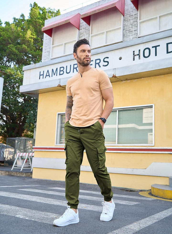 Elegancity Cargohose Herren Lang Casual Jogginghose Stretch Chino Hose Regular Fit Cargo Hose Elasti
