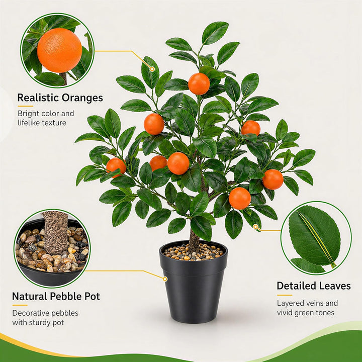 Gresorth 51cm Künstliche Orange Bäume Gefälschte Household Grün Pflanzen Früchte Dekoration mit Kuns