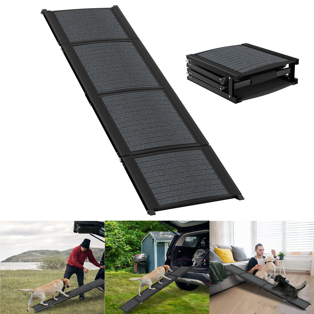 Hunderampe Klappbar Auto Hunderampe 157cm Hundetreppe Hundeautorampe mit Rutschfester Oberfläche & S