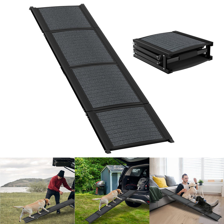 Hunderampe Klappbar Auto Hunderampe 157cm Hundetreppe Hundeautorampe mit Rutschfester Oberfläche & S