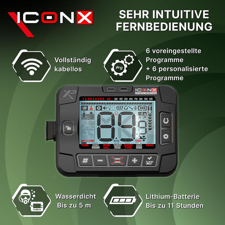 XP Metal Detectors ICONX Adventure Pack - WSAXL Stereo-Kopfhörer, MI-6 Pinpointer, FMF 28cm Suchspul