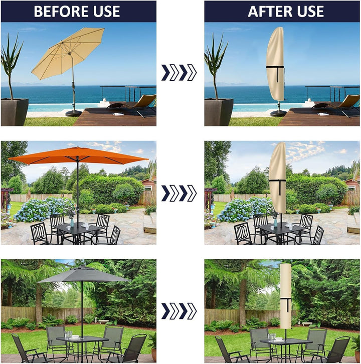 Aipwerer Sonnenschirm Schutzhülle, Abdeckhauben für 3m Wasserdicht, Ampelschirm Hülle mit Stab Winte
