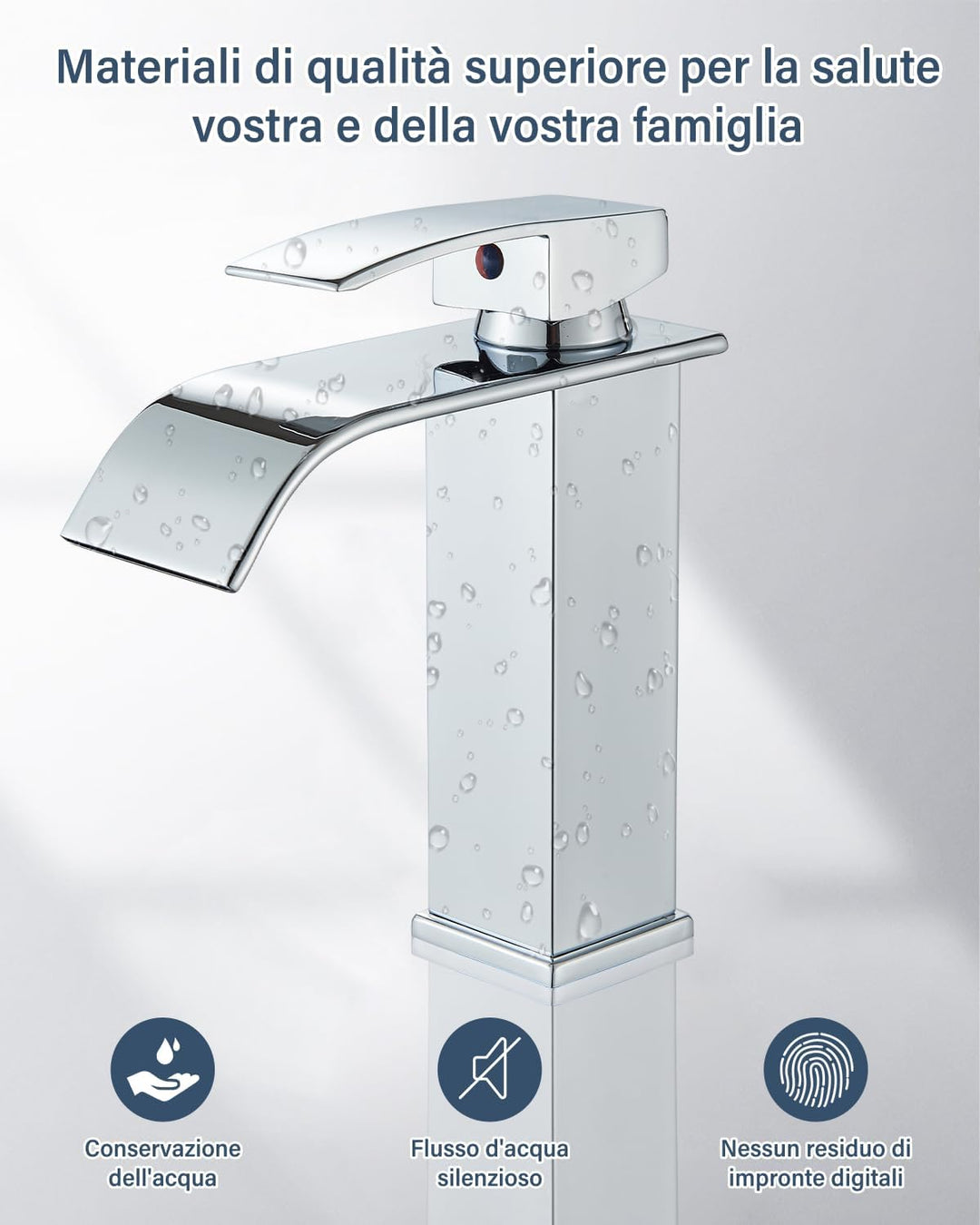 JUNSNEHNG Badmischer, Einhebelmischer für heisses und kaltes Wasser, Wasserfall-Waschtischmischer Ga
