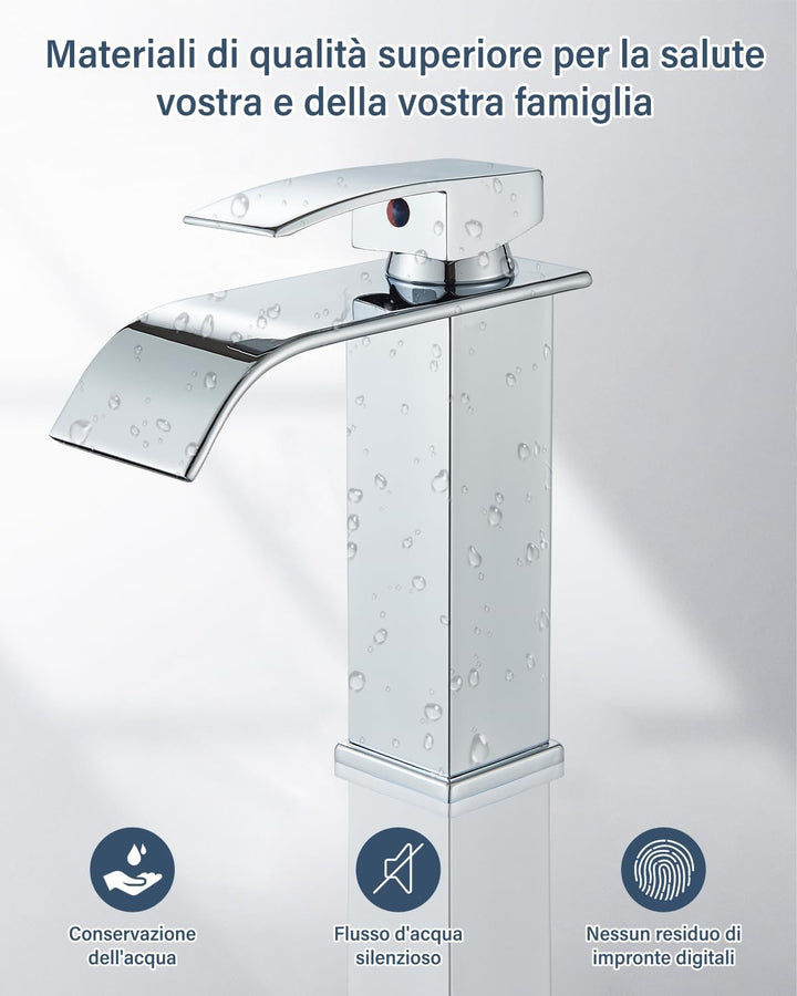 JUNSNEHNG Badmischer, Einhebelmischer für heisses und kaltes Wasser, Wasserfall-Waschtischmischer Ga