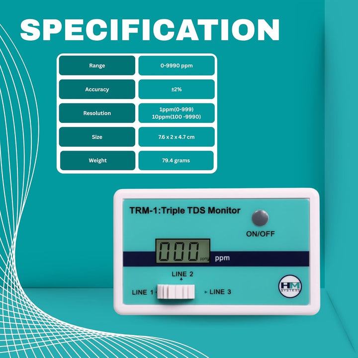 HM Digital Dreifacher Inline-RO/DI TDS Monitor mit 6,35 mm T-Armaturen