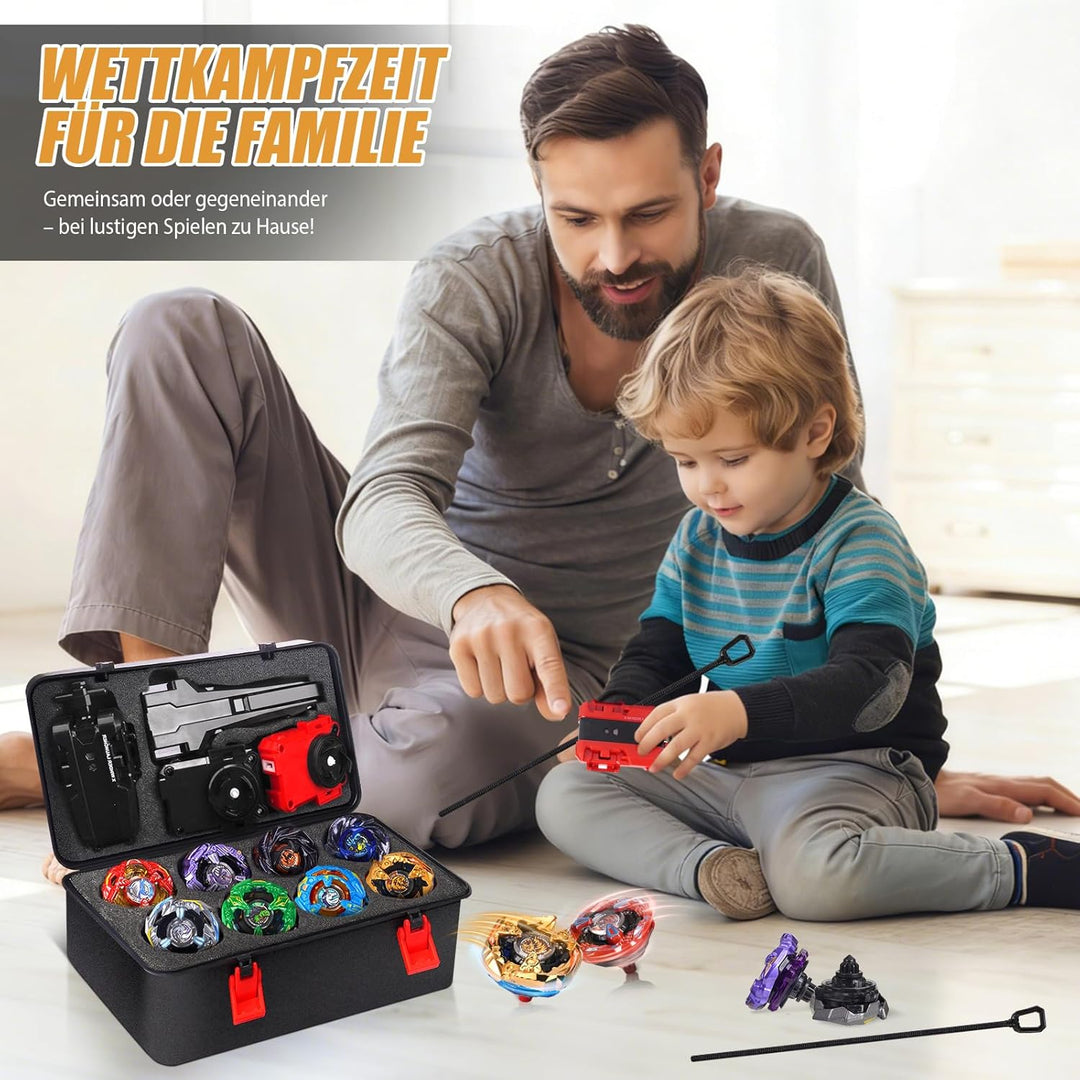 X Battle-Kreisel Set, 12 Spinning-Top-Spielzeuge mit 3 Launchern, 1 Griff & tragbarer Aufbewahrungst