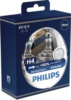 Philips RacingVision +150% H4 Scheinwerferlampe 12342RVS2, Doppelset, Twin box