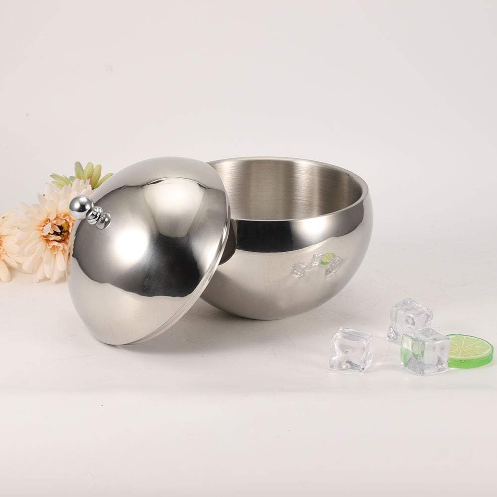 Alvinlite 2L Eiskübel mit Deckel, Eisbehälter für Eiswürfel, Edelstahl Behälter mit Deckel, Eiswürfe