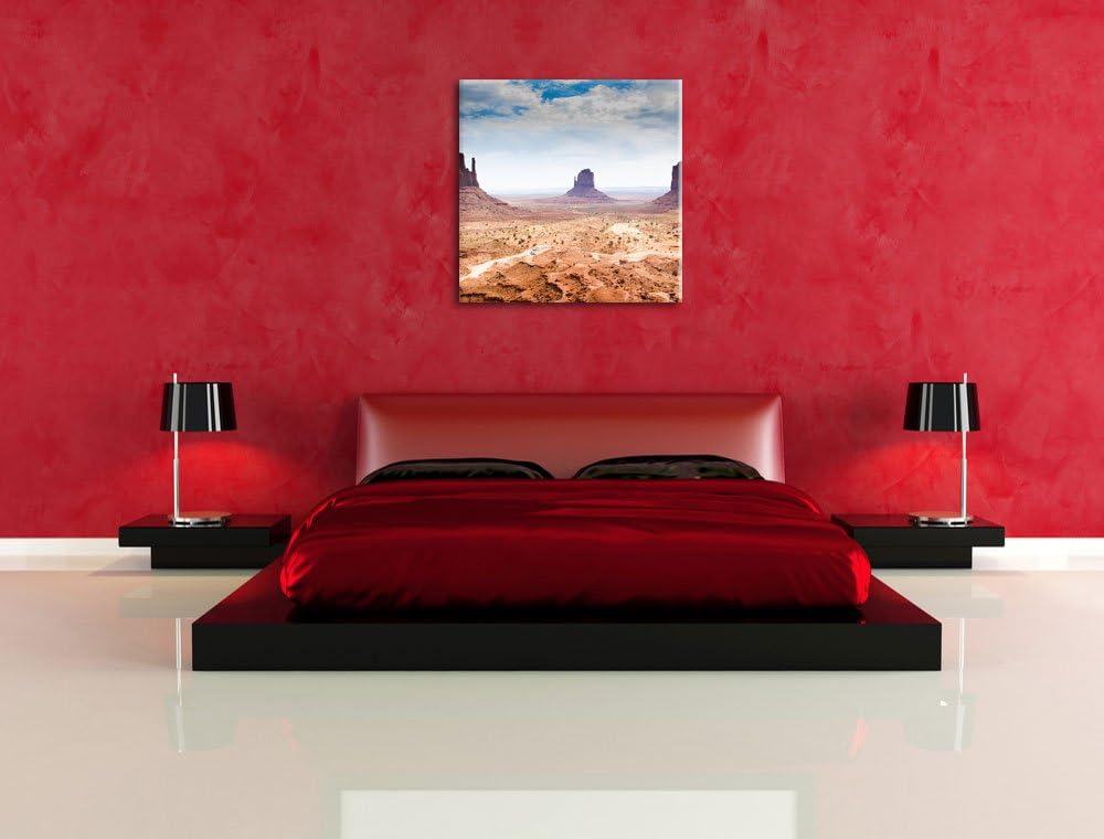 Monument Valley USA, Format: 70x70 auf Leinwand, XXL riesige Bilder fertig gerahmt mit Keilrahmen, K