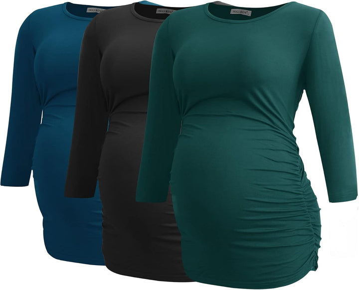 Smallshow Damen Schwanger Mutterschaft Oberteile 3/4 Ärmel Umstandsshirts Schwangere Tops Schwangers