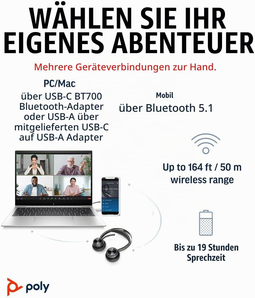 HP Poly Voyager Focus 2 USB-C-C Headset WW Typ C