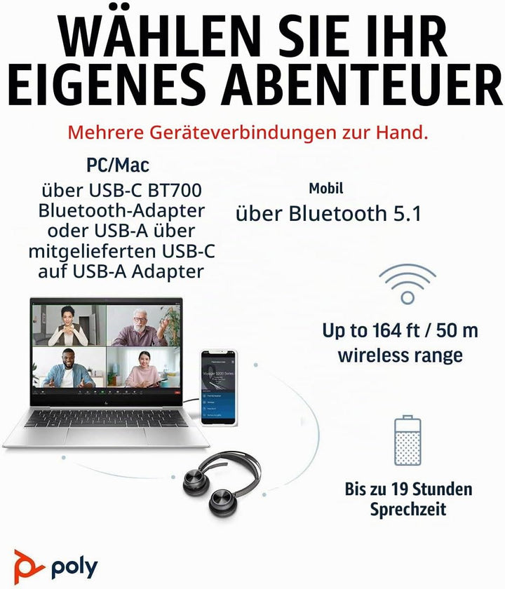 HP Poly Voyager Focus 2 USB-C-C Headset WW Typ C