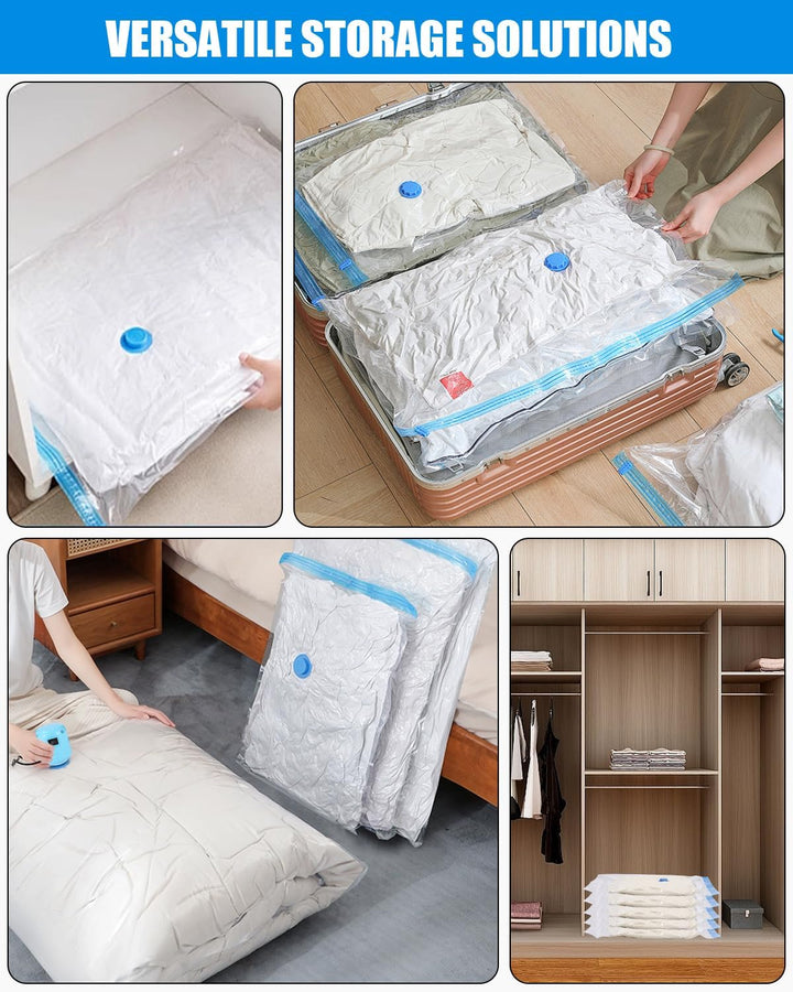 Vakuumbeutel für Kleidung, 13 Stück(2 Jumbo,3 Gross,3 Mittelgross,3 Klein), Vakuumbeutel für Bettdec