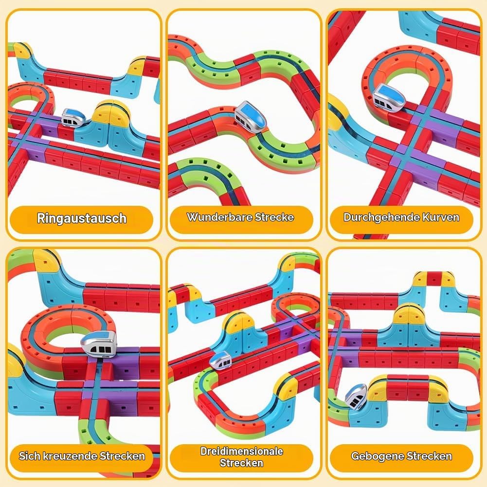 68 Stück Clickrail Electric Train Set, Magisches Schienen WüRfel Zug Set, Cube Track Block Zug mit S