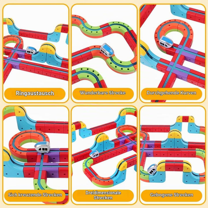 68 Stück Clickrail Electric Train Set, Magisches Schienen WüRfel Zug Set, Cube Track Block Zug mit S