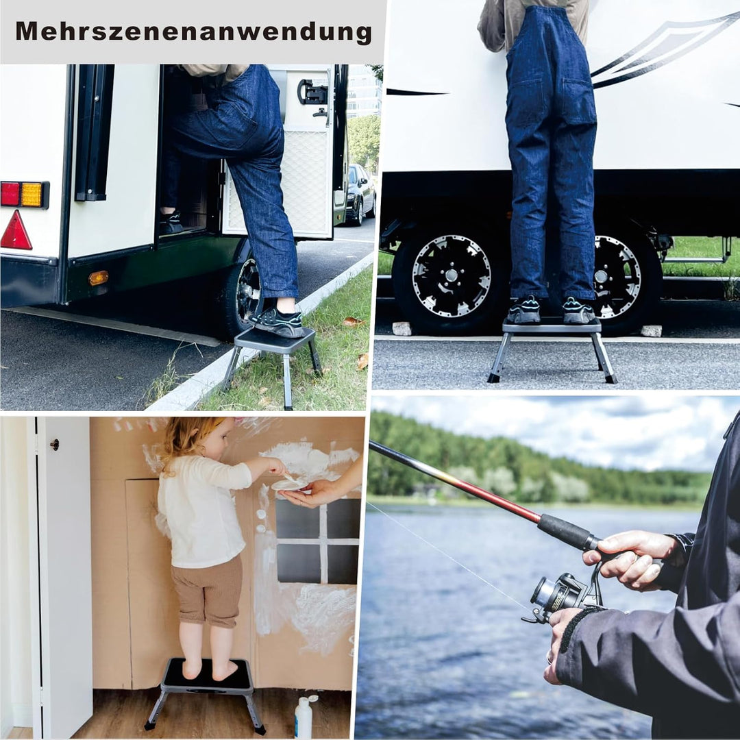 Dulepax Wohnwagen Trittstufe, tritthocker klappbar,Hohe Beanspruchung Aluminium Klapptritt Max Belas