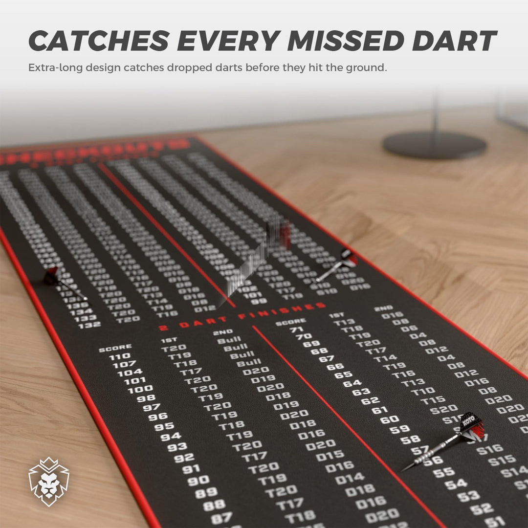 KOTO - Carpet Checkout Dartmatte, Schutz Bodens und Dartpfeile, Mit Score-Indikation + Oche