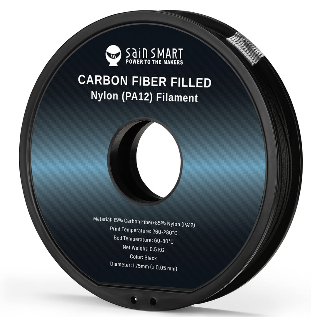 SainSmart ePA12-CF Carbon Faser Nylon Filament 1,75 mm, 0,5 kg, Massgenauigkeit +/- 0,05 mm, Schwarz