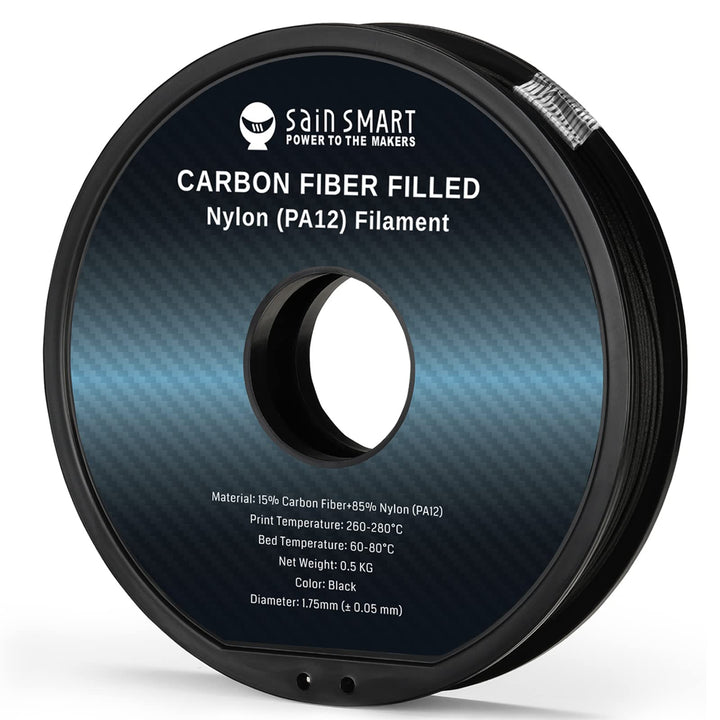 SainSmart ePA12-CF Carbon Faser Nylon Filament 1,75 mm, 0,5 kg, Massgenauigkeit +/- 0,05 mm, Schwarz