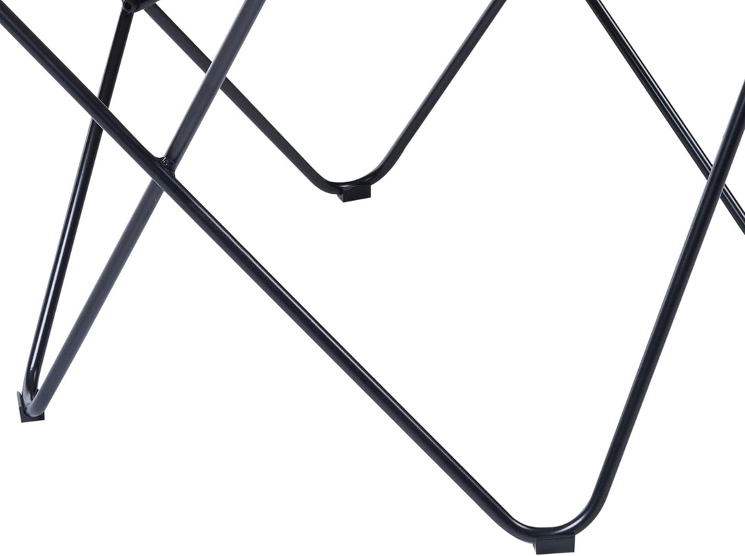 Schmetterlingssessel Samtstoff weiss Haarnadel-Metallgestell schwarz Retro Nybro