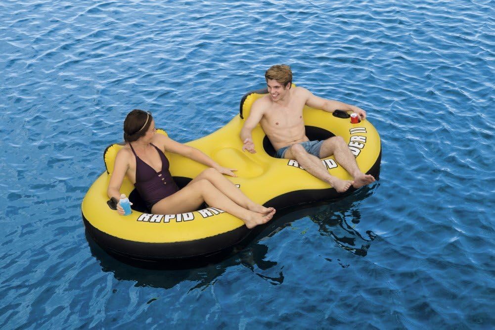 Bestway Doppel-Schwimmringsessel "Rapid Rider X2 Tub" 251 x 132cm, 43113-BEUX16GL02, Gelb - Weiss -