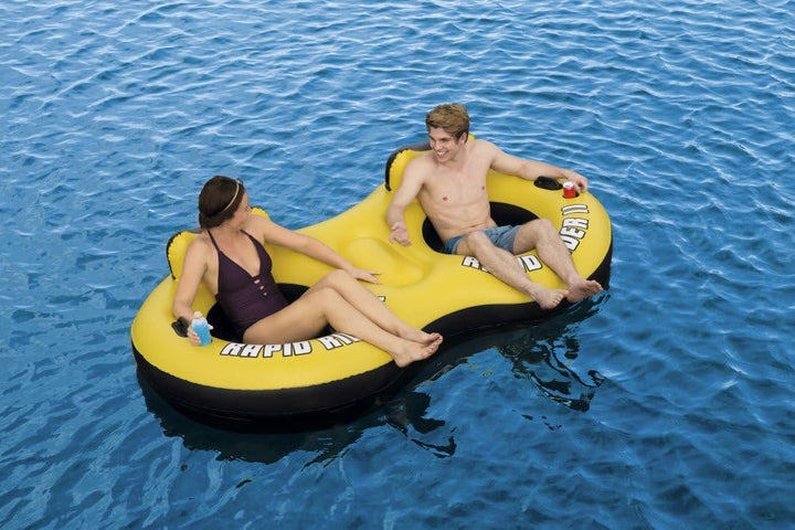 Bestway Doppel-Schwimmringsessel "Rapid Rider X2 Tub" 251 x 132cm, 43113-BEUX16GL02, Gelb - Weiss -