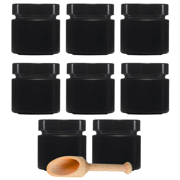mikken 8x Gewürzglas 125 ml, schwarze Glasdosen inkl. Gewürzschaufel Schwarz 8 x 125ml, Schwarz 8 x