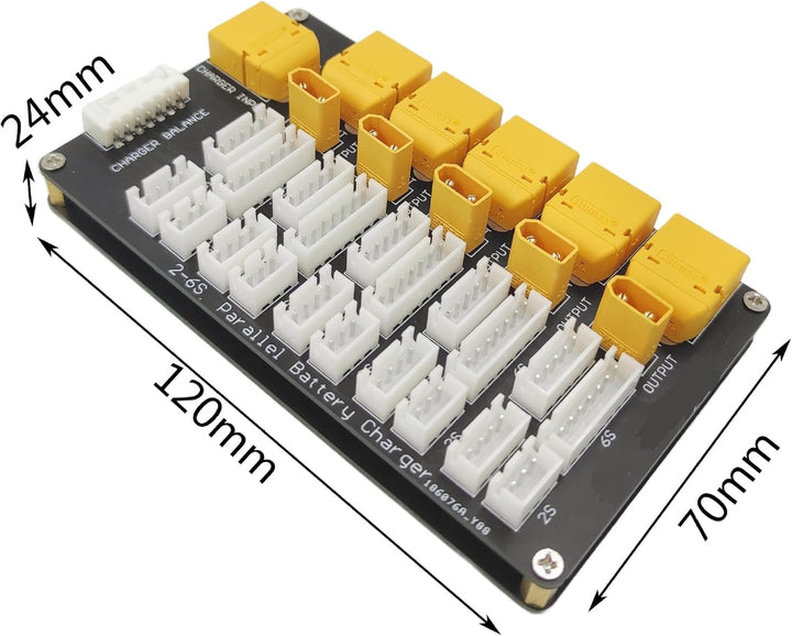 TICFOX Multi-Parallel-Ladeplatine Lipo-Akku-Ladeplatine Parallel XT30 XT60 Stecker 2?6S Lithium-Batt