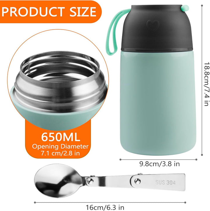 Thermobehälter für Essen 650ml, Edelstahl Warmhaltebehälter Speisegefäss, Lunchbox, Suppenbehälter A