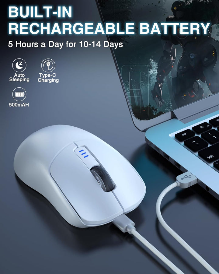 AULA SC580 Gaming Maus Kabellos,2.4GHz/USB-C/BT Wireless Gaming Mouse,12000DPI,6 Programmierbare Tas