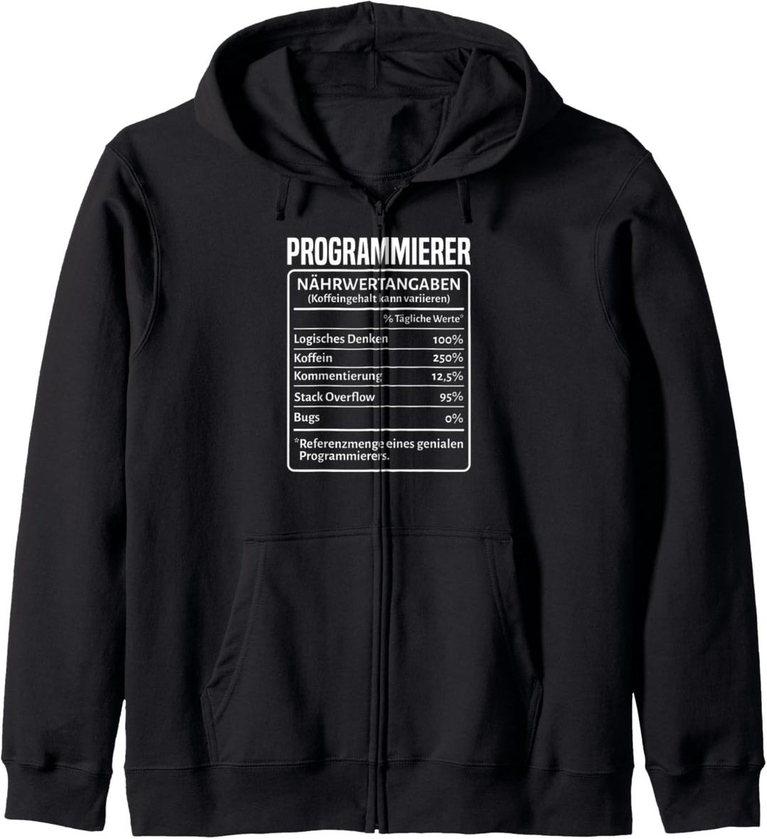 Programmierer Nährwertangaben HTML Admin Binär USB Kapuzenjacke