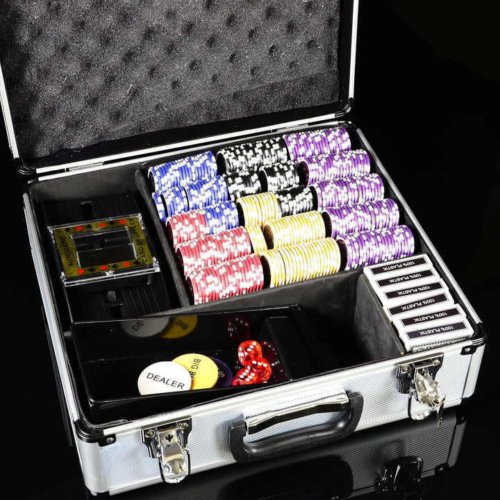 Pokerkoffer Deluxe Pokerset mit 600 Ocean Champion Chips mit Metallkern á 12 g viel Zubehör Kartenmi
