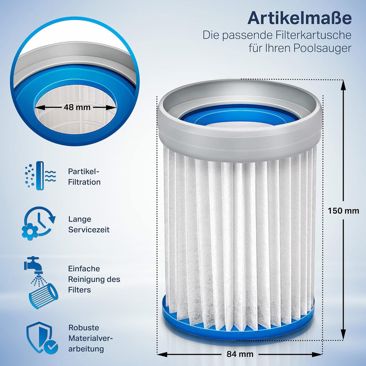 tillvex Ersatzfilter für Poolsauger bis zu 15 m³ (15000 Liter) | Filterkartusche für Pool Bodensauge