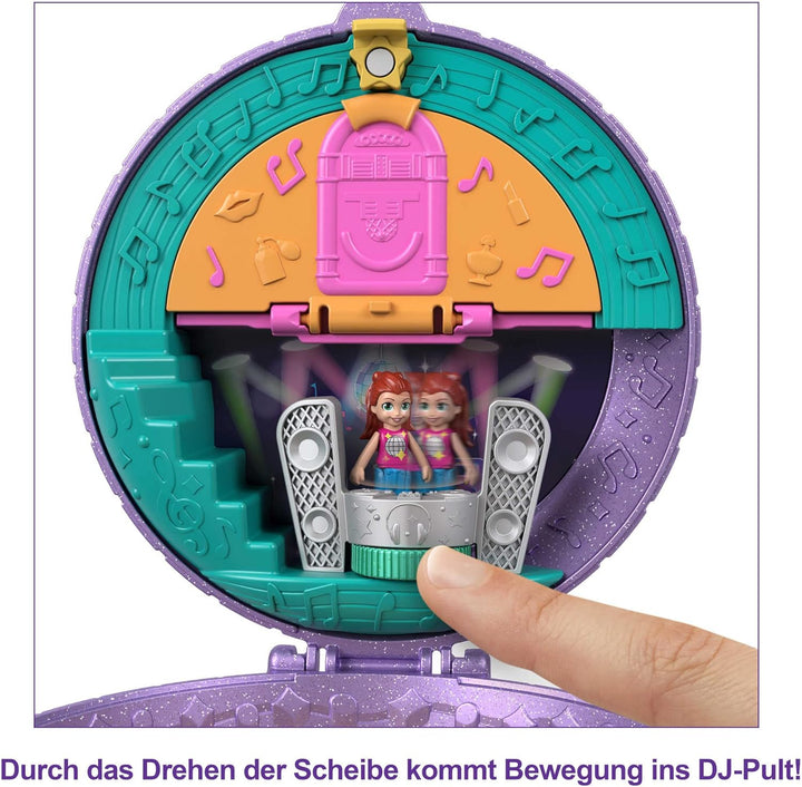 Polly Pocket HCG24 - Skating Spielset, Disco-Thema, 2 Micro-Puppen, 15 Zubehörteile, 1 Modestück, Po