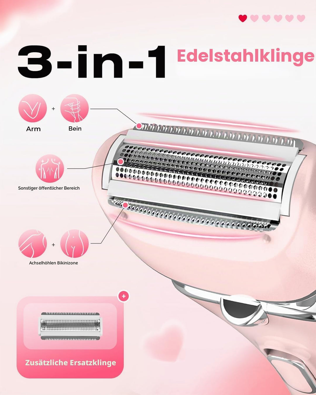Elektrischer Rasierer für Frauen, Damenrasierer, Bikini-Trimmer, Körperhaarentfernung für Beine und
