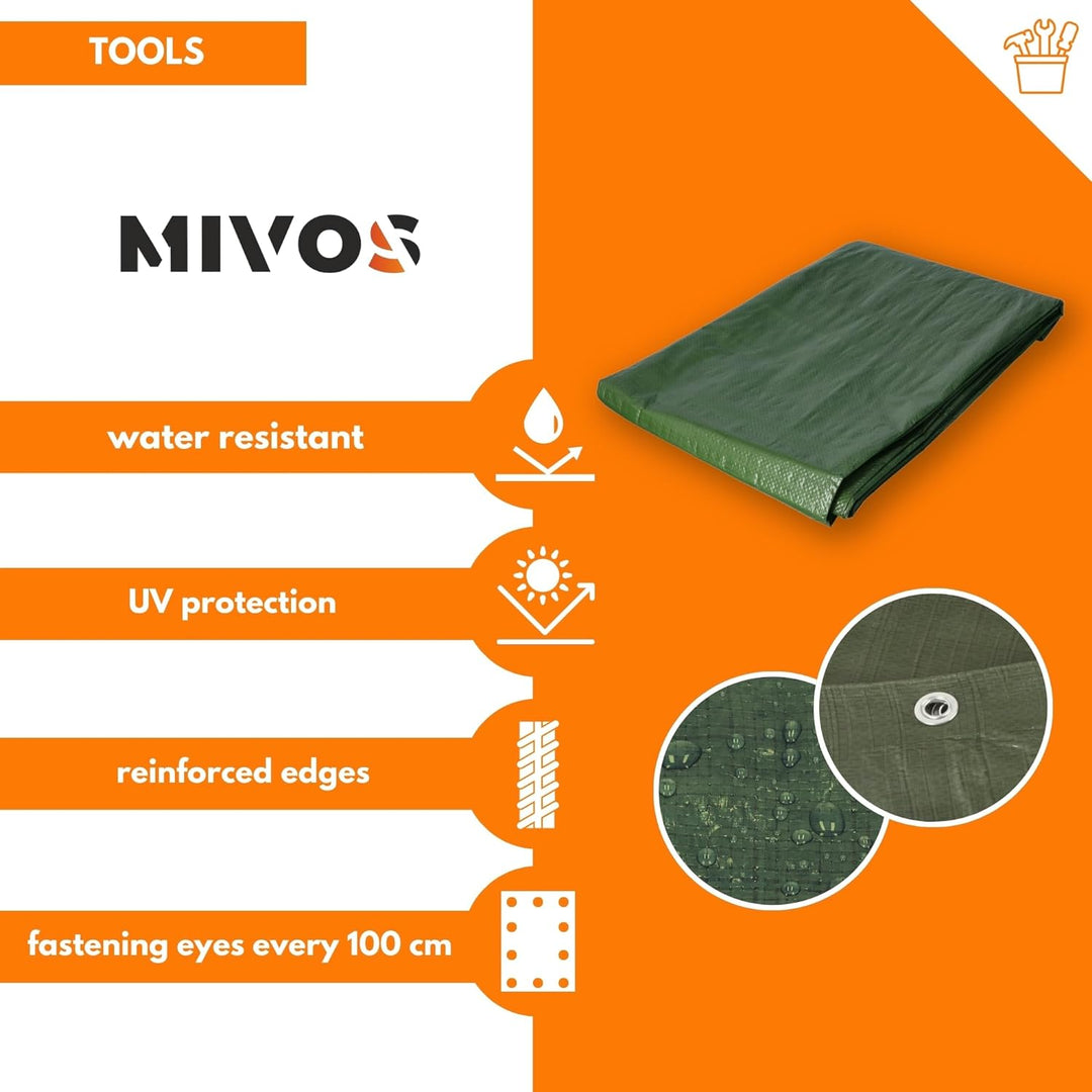 Mivos Universelle Abdeckplane 4 x 6 m - Grün - PP-PE - Wasserdicht Gewebeplane 90 g/m² - Schimmelres