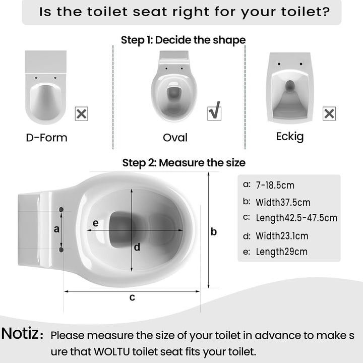 WOLTU Toilettendeckel mit Absenkautomatik, WC Sitz Deckel oval, Klodeckel mit Quick-Release für einf